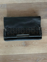 Load image into Gallery viewer, Wayne Cooper Black Leather Clutch – Grommet Detail &amp; Resin Trim