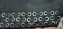 Load image into Gallery viewer, Wayne Cooper Black Leather Clutch – Grommet Detail &amp; Resin Trim