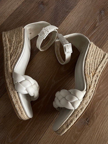 H&M White Braided Strap Wedge Sandals – Size 38