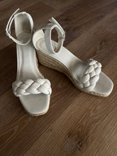 Load image into Gallery viewer, H&amp;M White Braided Strap Wedge Sandals – Size 38