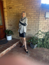 Load image into Gallery viewer, Dex Asymmetric Knit Jacket with Faux Leather Sleeves – Size