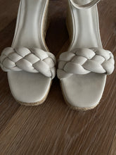 Load image into Gallery viewer, H&amp;M White Braided Strap Wedge Sandals – Size 38