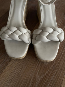 H&M White Braided Strap Wedge Sandals – Size 38