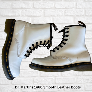 Dr. Martens 1460 Smooth Leather Lace Up Boots - White, Size EU 37