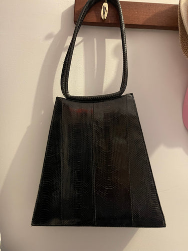 Trapezoid Rigid Handbag, Black