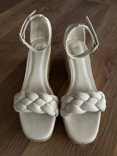 Load image into Gallery viewer, H&amp;M White Braided Strap Wedge Sandals – Size 38