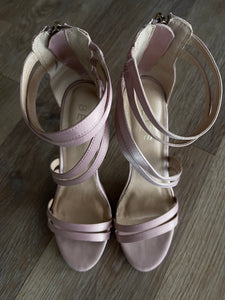 Betts Blush Pink Fabric Multi-Strap Stiletto Heels – Size 8