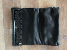 Load image into Gallery viewer, Wayne Cooper Black Leather Clutch – Grommet Detail &amp; Resin Trim