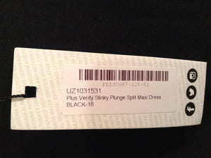BOOHOO PLUS VERITY SLINKY PLUNGE SPLIT MAXI DRESS, BNWT, Size: UK18/EUR46/US16