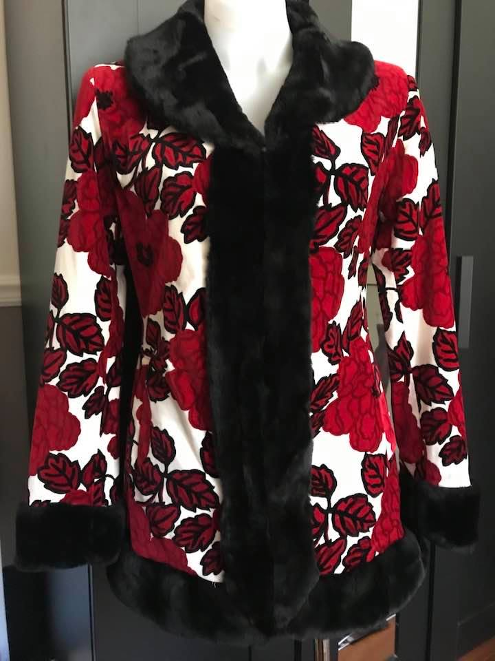 Charlie Brown Floral Velour Jacket, Size 10