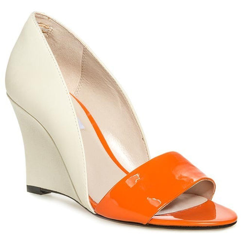 CLARKS Sateen Curtain Wedges, Orange Beige Combo, Size UK 8/AU 10
