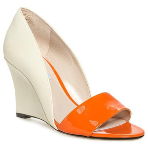 CLARKS Sateen Curtain Wedges, Orange Beige Combo, Size UK 8/AU 10