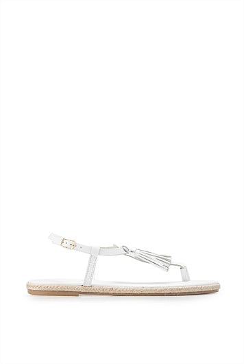 Country Road Lucy Tassel Sandal, White