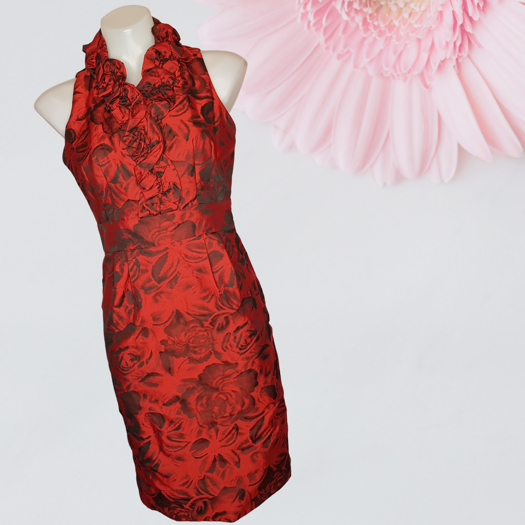 Just....Taylor Ruffle Neck Cocktail Dress, Size 8