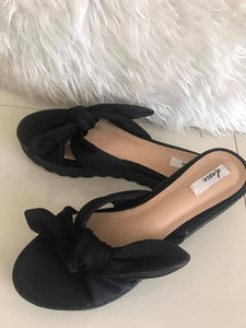 Cute Kansas Sandals with Tie, Black by Dazie, Size 8