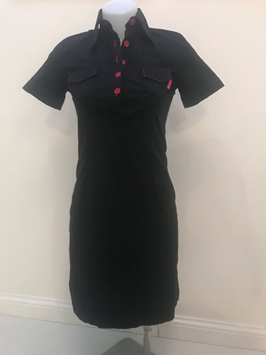 Revival Brand Short Sleeve Shirt Dress, Black,  Size 10
