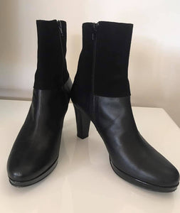 Letizia Leather and Suede Boots, Black, Size 40