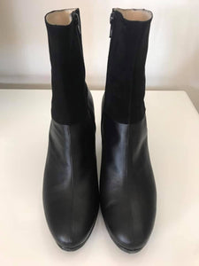 Letizia Leather and Suede Boots, Black, Size 40