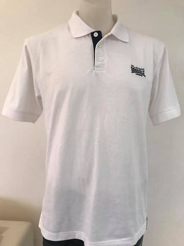 Lonsdale London Classic Jersey White Polo With Lion Design On Back, Size M