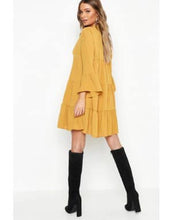 Load image into Gallery viewer, Made in Italy Woven Tiered Shirt Dress, BNWT*, Mustard, Size 16