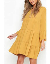 Load image into Gallery viewer, Made in Italy Woven Tiered Shirt Dress, BNWT*, Mustard, Size 16