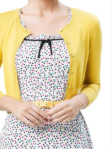 Review Maggie Three Quarter Sleeve Cropped Cardigan, Lime, Size 6