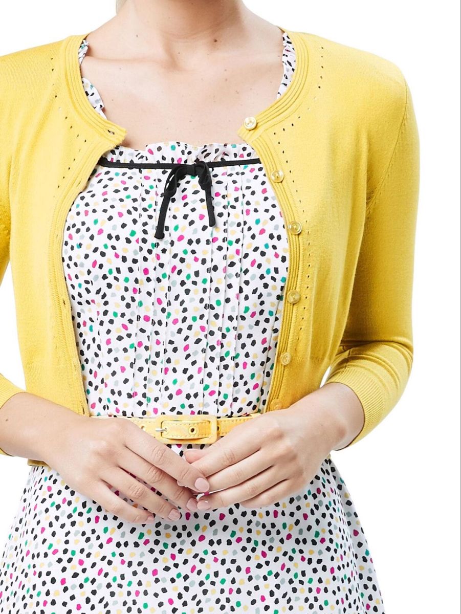 Review Maggie Three Quarter Sleeve Cropped Cardigan, Lime, Size 6