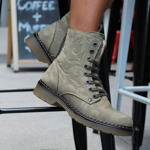 Wild Rhino Brooklyn Combat-Style Boot, Light Blue, Size 41