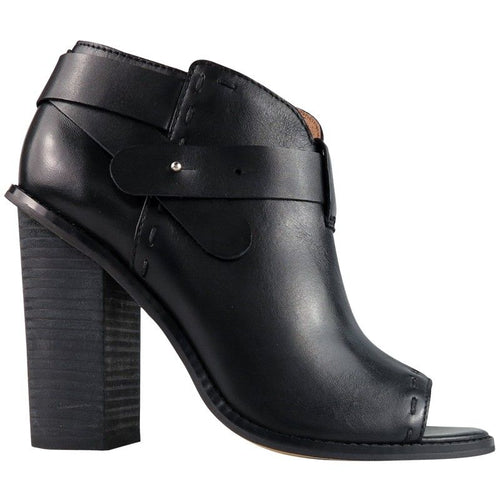 Wittner Ankle Leather Booties Open Toe, Black, Size 39