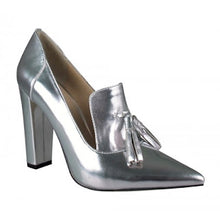 Load image into Gallery viewer, Wittner Blaide Tassel Loafer Pumps, Silver Foil, Size 38