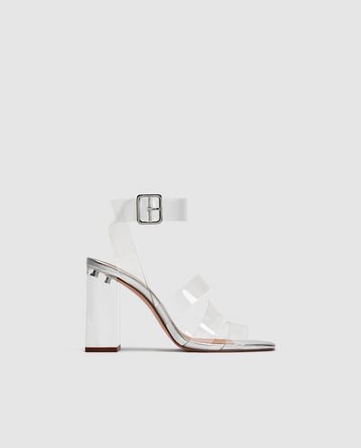 Zara Trafaluc Vinyl High Heels Sandals, Size 41