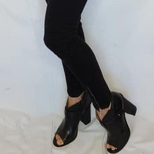 Load image into Gallery viewer, Wittner Ankle Leather Booties Open Toe, Black, Size 39