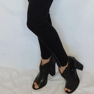 Wittner Ankle Leather Booties Open Toe, Black, Size 39