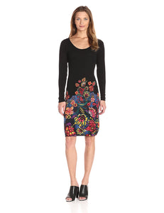 Desigual Martina Floral Print & Sequin Dress, Size S