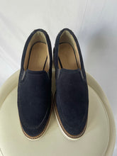 Load image into Gallery viewer, Zara Navy Suede Platform Loafers, Size 39