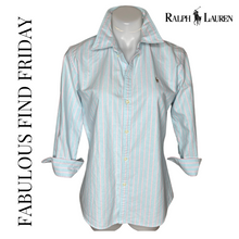 Load image into Gallery viewer, Ralph Lauren Oxford Knit Shirt, Blue/Pink Stripe, Size 12