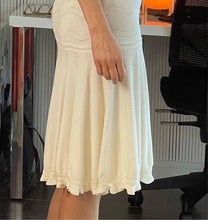 Load image into Gallery viewer, Silk Blend Crochet Knit Drop Waist Bib Dress, Ivory, Size M