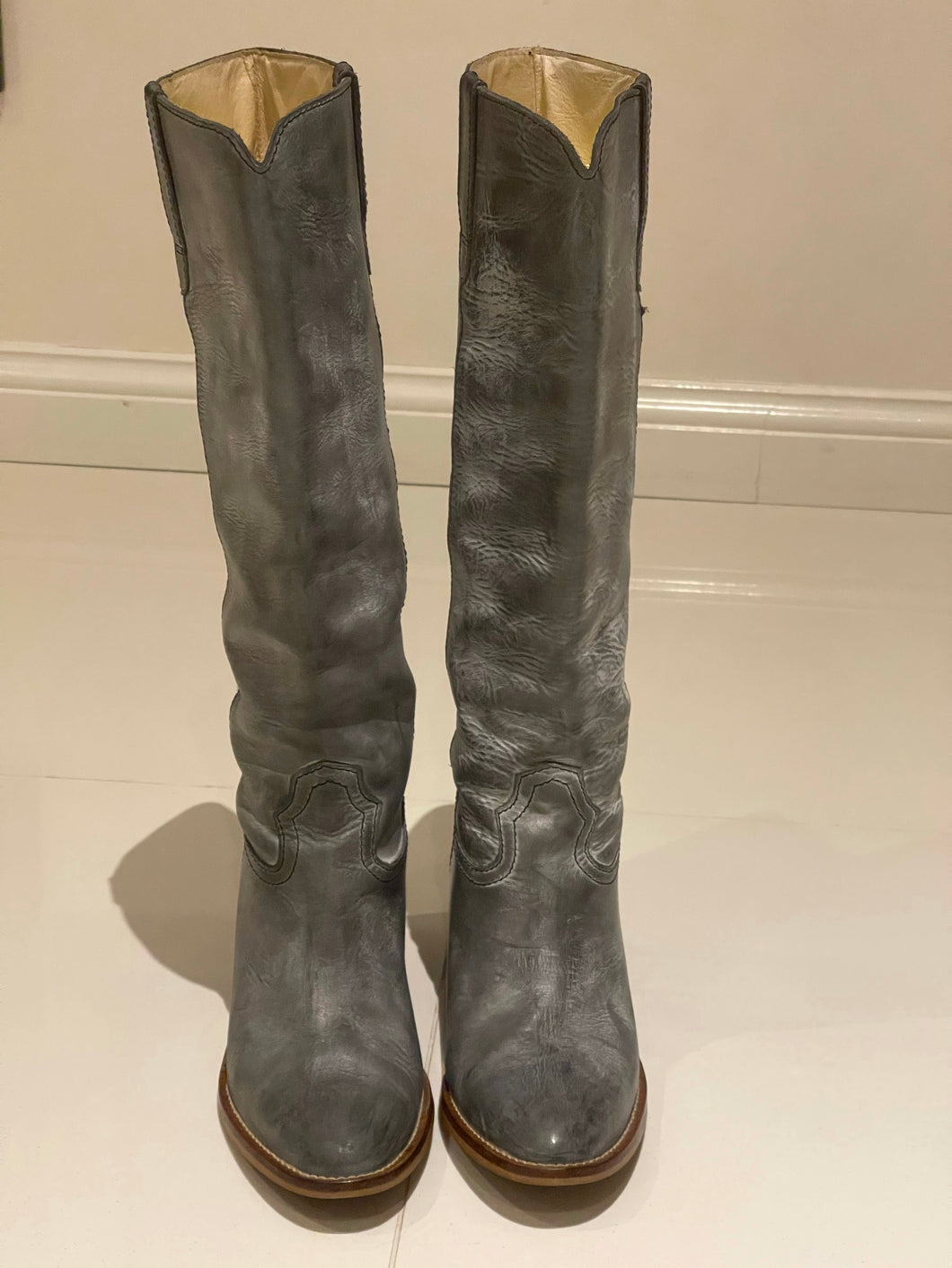 DiCo Copenhagen Janie Escovado Leather Boots, Distressed Grey, Size 36