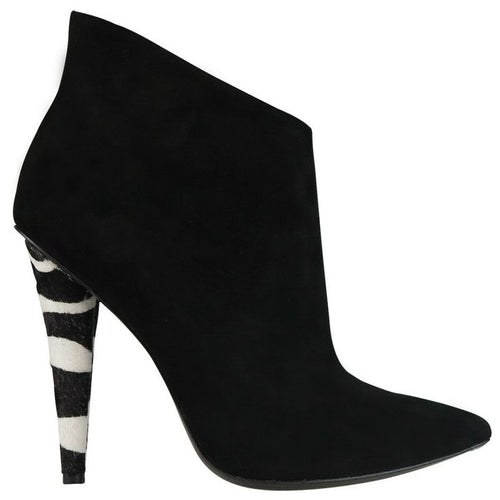 Wittner Suede Zebra-Print-Calf-Hair-Heel Bootie, Size 39