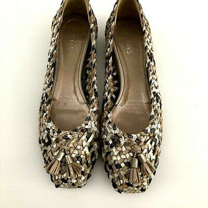 Midas Ninbola Woven Leather Flats, Size 42