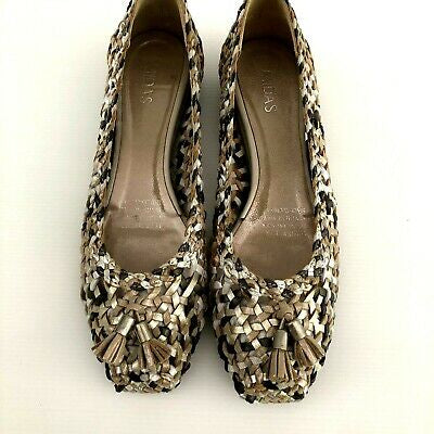 Midas Ninbola Woven Leather Flats, Size 42