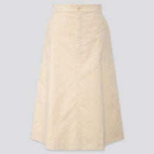 Load image into Gallery viewer, Uniqlo MIDI A-line Corduroy Skirt, Off-White, Size XS
