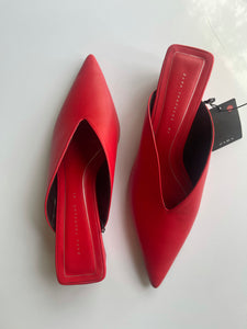 Zara Trafaluc Wedge Mules, Size 41, Red