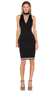 Elliatt Rapid Black Embroidered Bodycon Dress, Size M