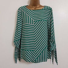 Load image into Gallery viewer, Dorothy Perkins Green Striped Tie Sleeve Blouse