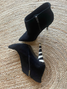 Wittner Suede Zebra-Print-Calf-Hair-Heel Bootie, Size 39