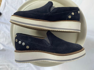 Zara Navy Suede Platform Loafers, Size 39