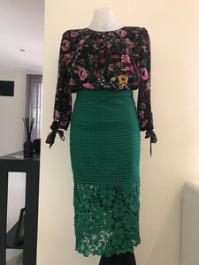 Bardot Green Lola Lace Skirt, Size 10