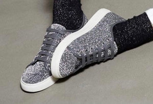French Connection Silver Glitter Sneakers, Size 38
