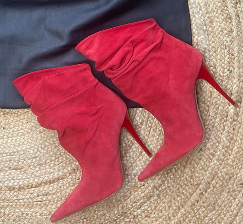 Gianmarco Lorenzi Red Suede Ankle Boots, Brand New, Size 40
